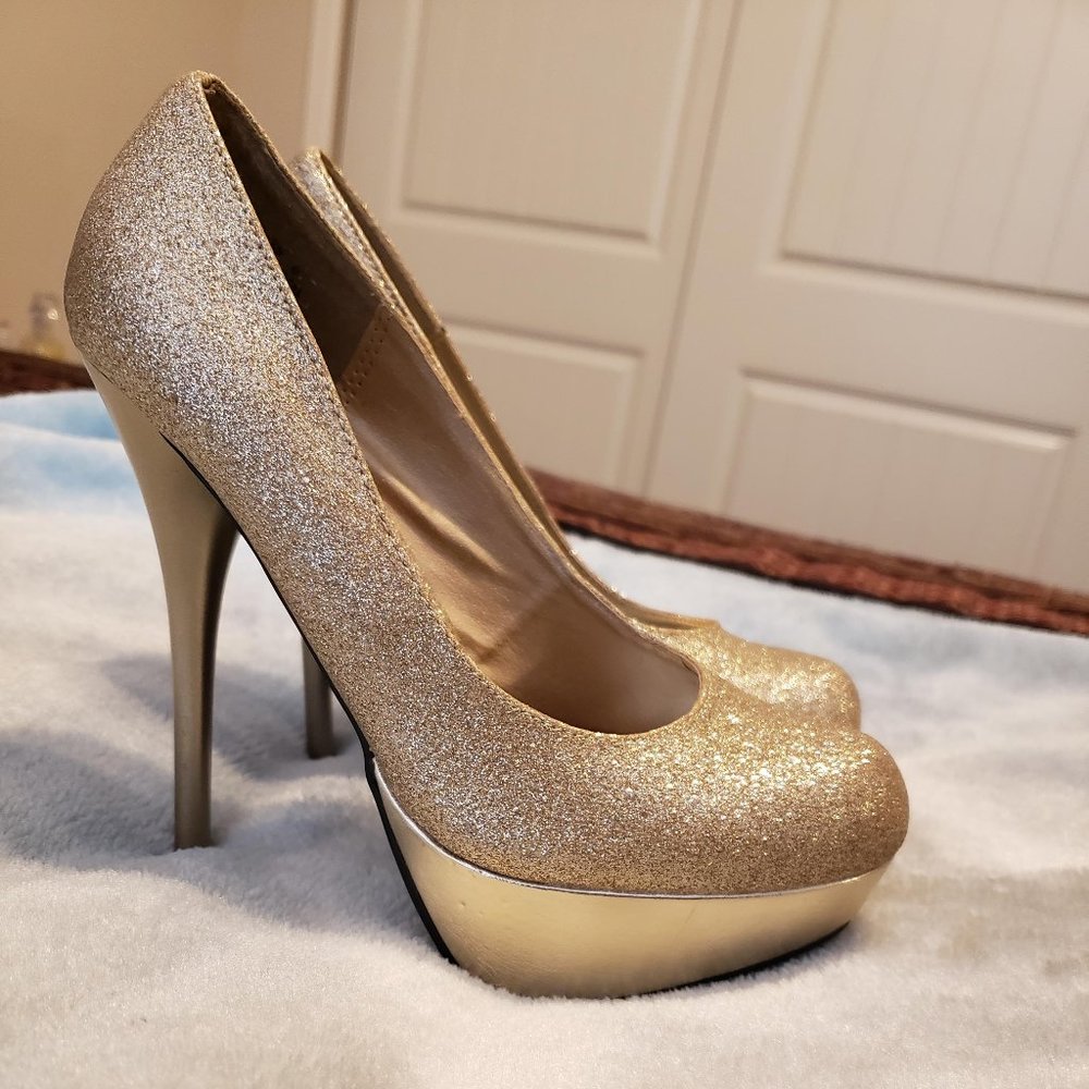 Gold Platform Heels Still New